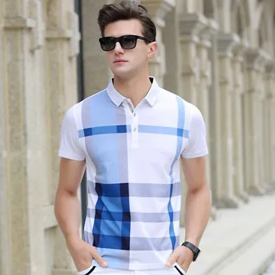 Men Polo Shirt Hot Sale New plaid 2019 Summer Fashion classic casual tops Short Sleeves Famous Brand Cotton Skull High quality