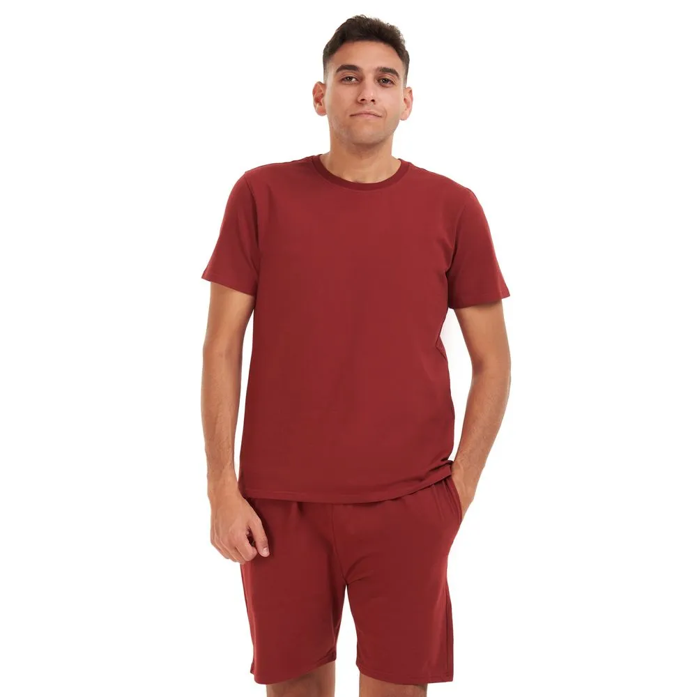 Men summer pajama set Dark red t-shirt   shorts