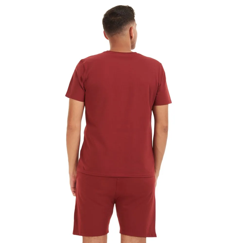 Men summer pajama set Dark red t-shirt   shorts