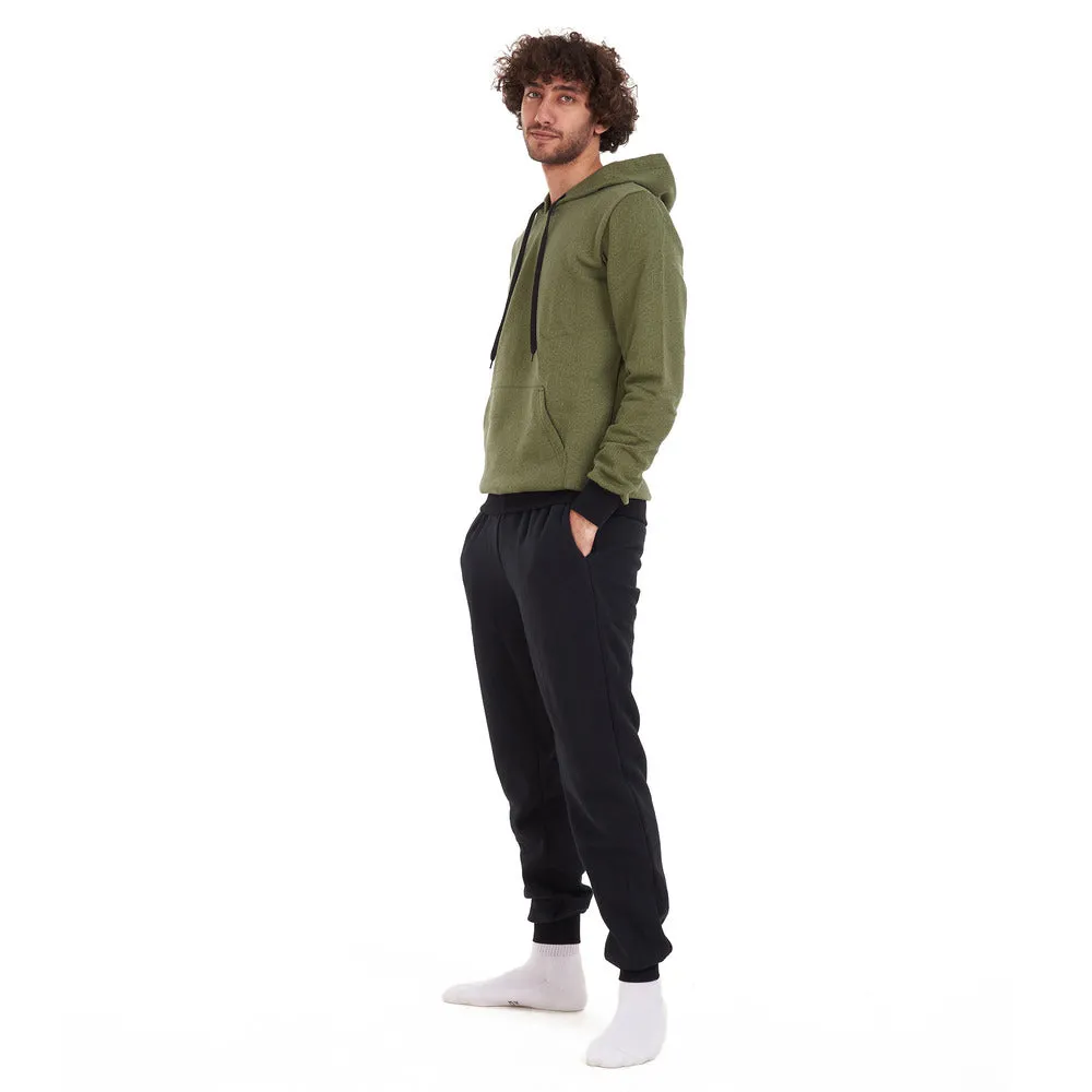 Men Winter Pajama Set Green geometric Sweatshirt   Black Pants