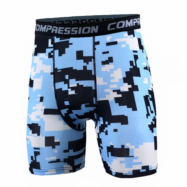 Mens Compression Shorts 2016 Summer Camouflage Bermuda Shorts Fitness Men Cossfit Bodybuilding Tights Camo Shorts