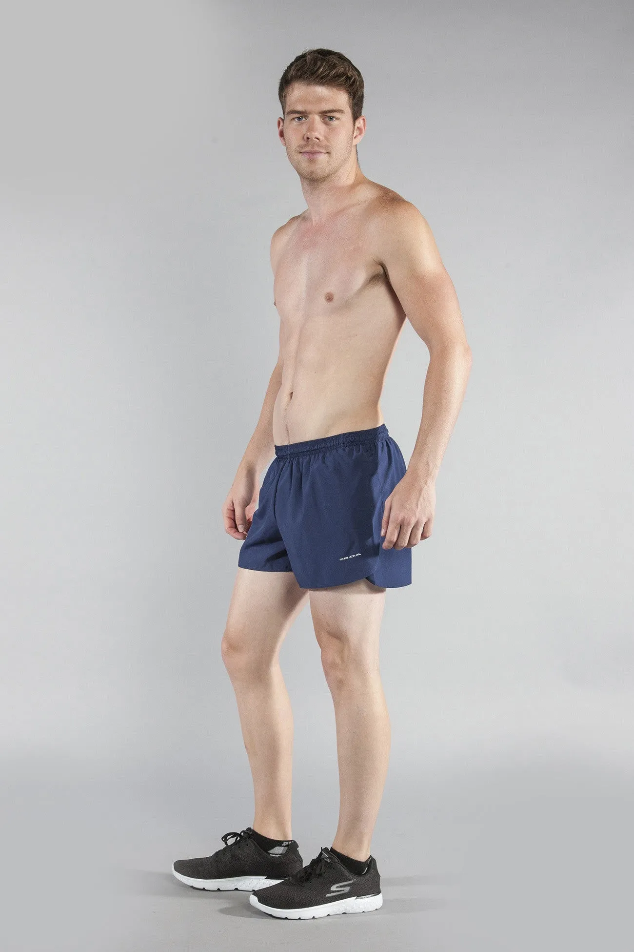 Men's Solid 3" Half Split Trainer Shorts - Navy