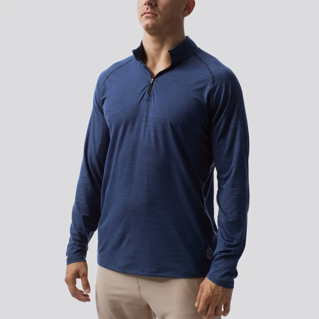 Men's Zip Neck Athleisure Long Sleeve (Navy)