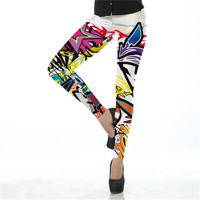 NADANBAO New Black Splatter  Print Women Legging Skinny Long Woman leggins women pant