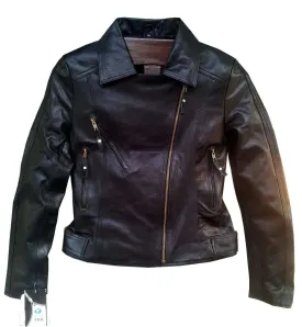 New Handmade Women Black Simple Brando Style Leather Jacket