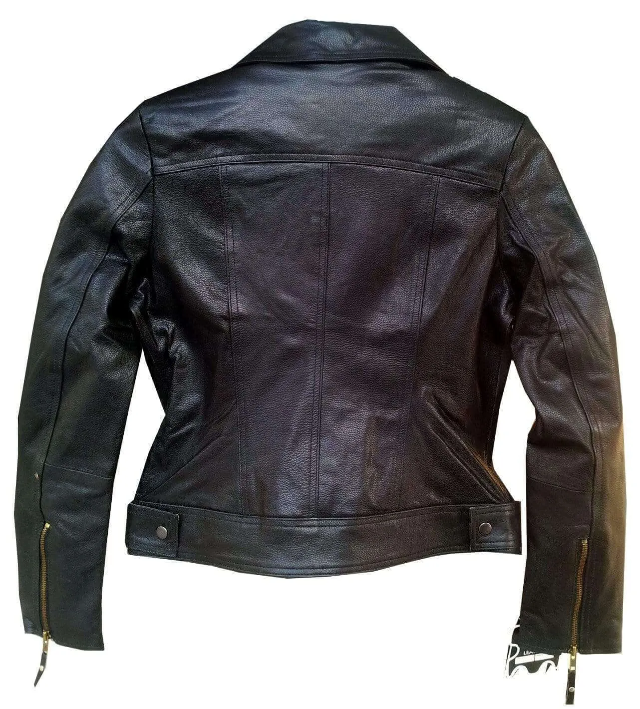 New Handmade Women Black Simple Brando Style Leather Jacket