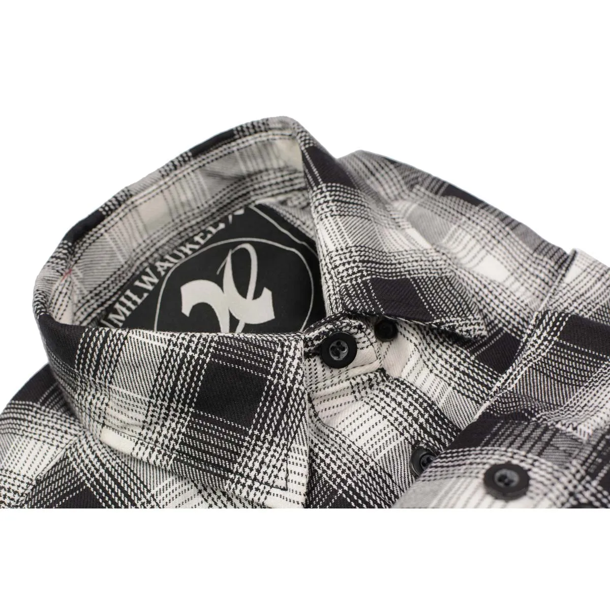 NexGen MNG21600 Women's Casual Black and White Long Sleeve Cotton Flannel Shirt