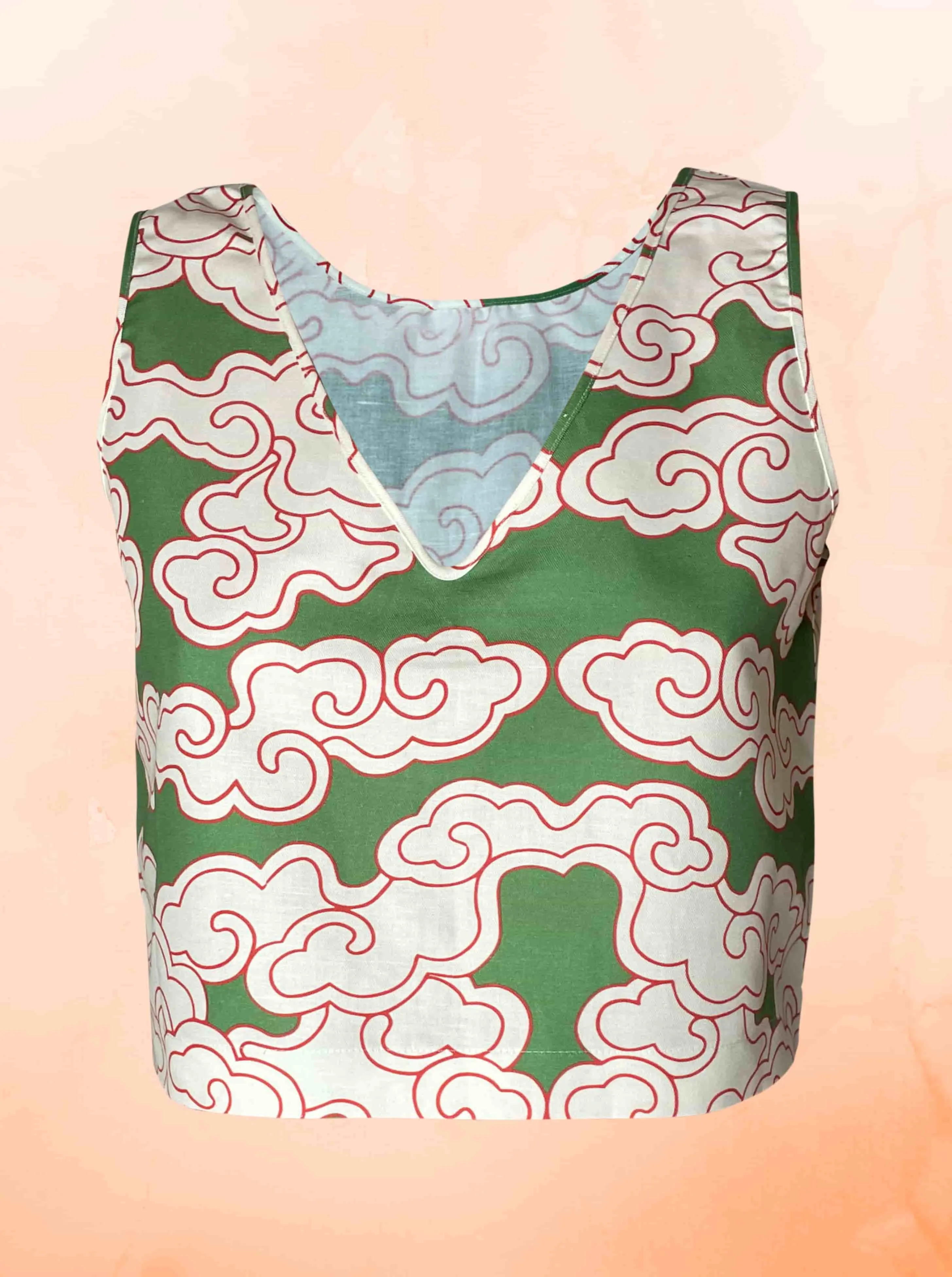 Organic Cotton & Linen Green Clouds Two-Way Tank