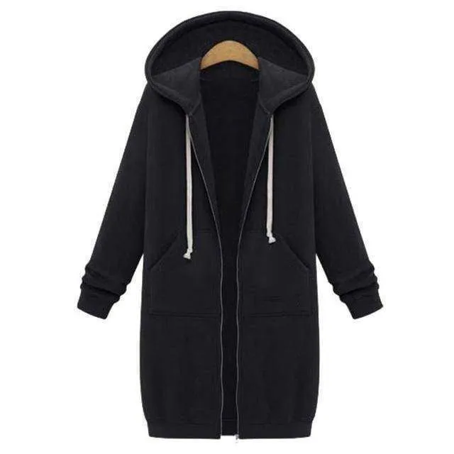 Oversized S-5XL Long Hoodies Coat with Pockets