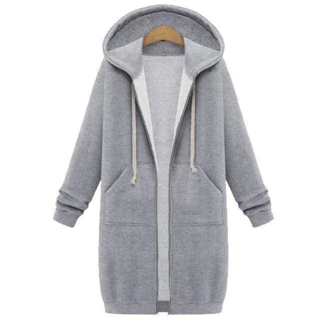 Oversized S-5XL Long Hoodies Coat with Pockets