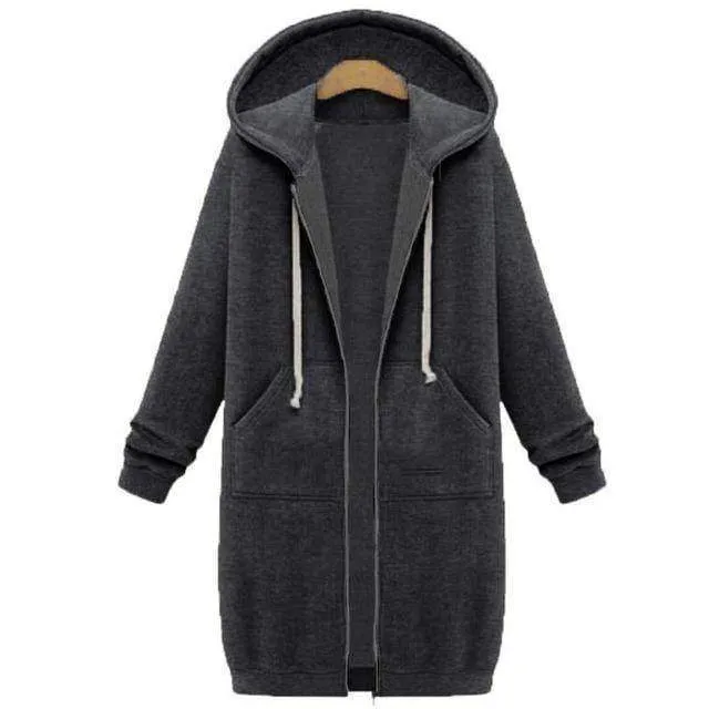 Oversized S-5XL Long Hoodies Coat with Pockets