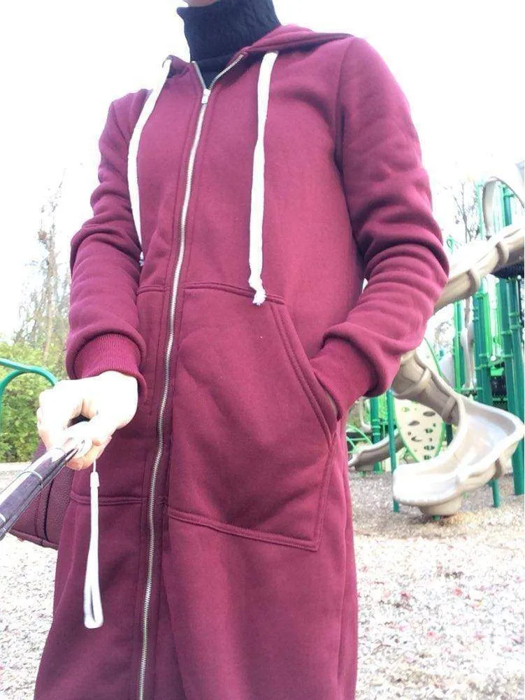 Oversized S-5XL Long Hoodies Coat with Pockets