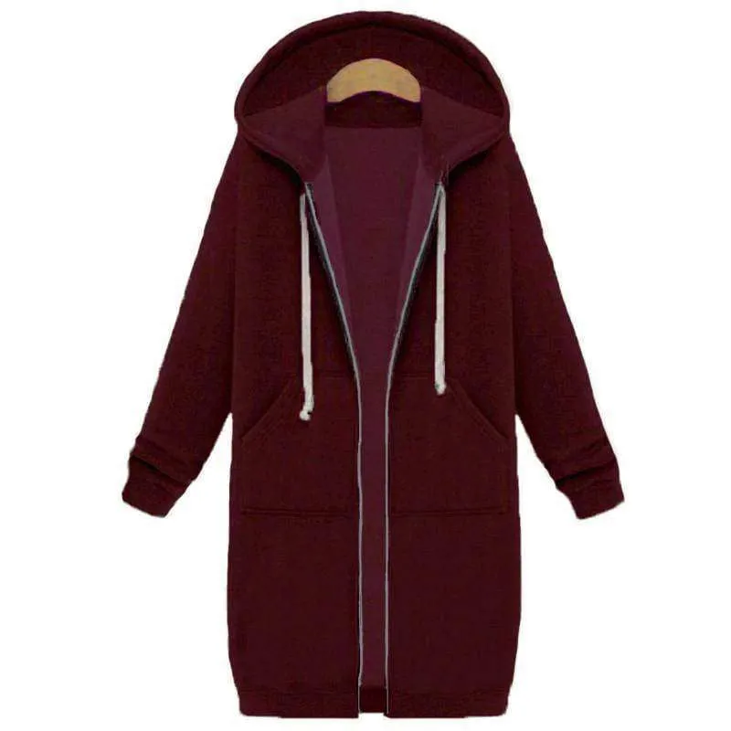 Oversized S-5XL Long Hoodies Coat with Pockets