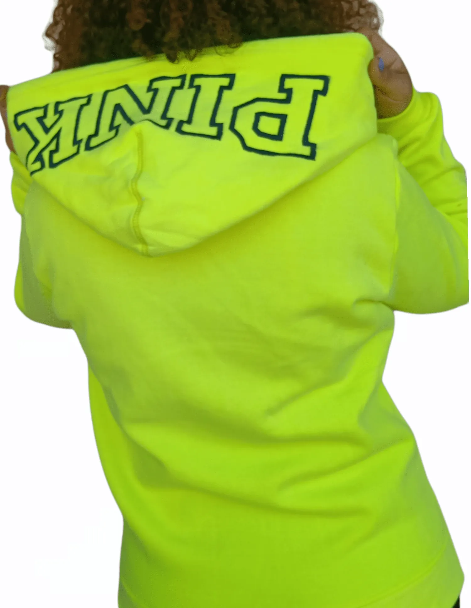 PINK Women Hoodie Jacket - Neon Yellow