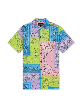 Plus Size Bandana Paisley Allover Print Short Sleeve Shirt