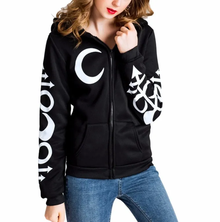 Punk Moon Witch Craft Printed Punk Rock Hoodies