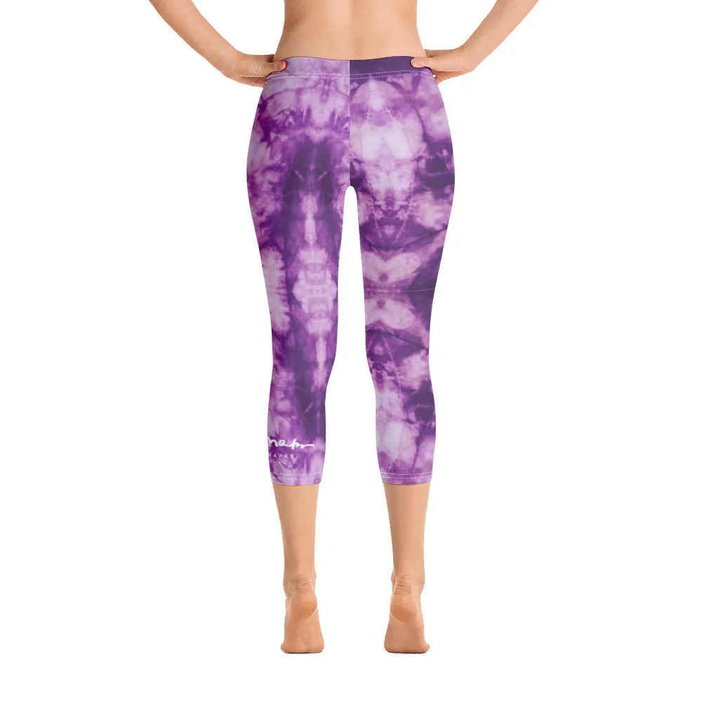 Purple Tie Dye Capri Leggings