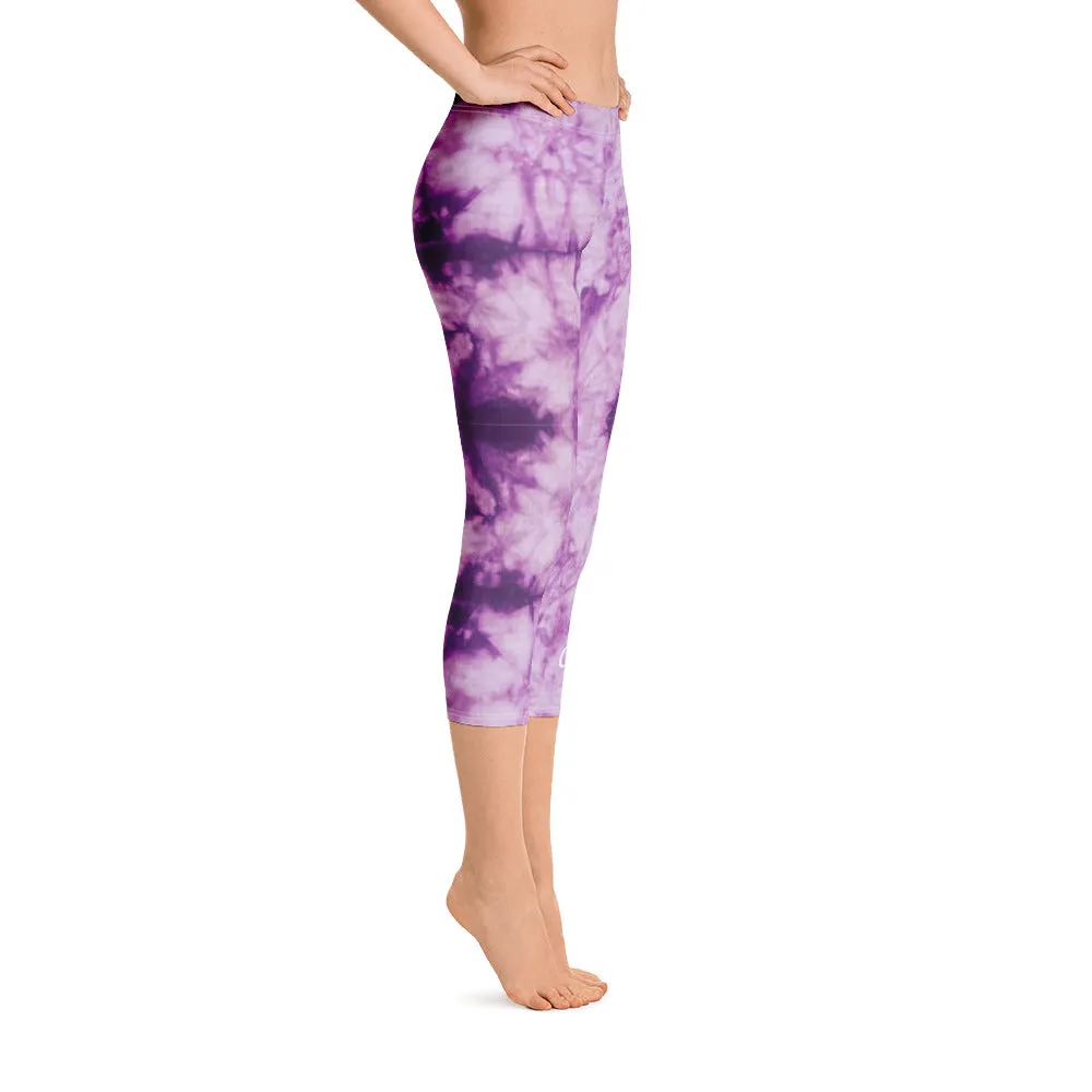 Purple Tie Dye Capri Leggings