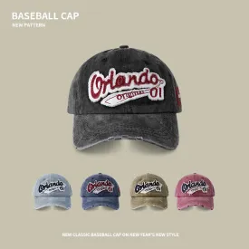 Retro Distressed Baseball Cap For Women, Washed Ripped Denim Peaked Cap For Men, Wide Brim, Versatile Outdoor Sports Hat