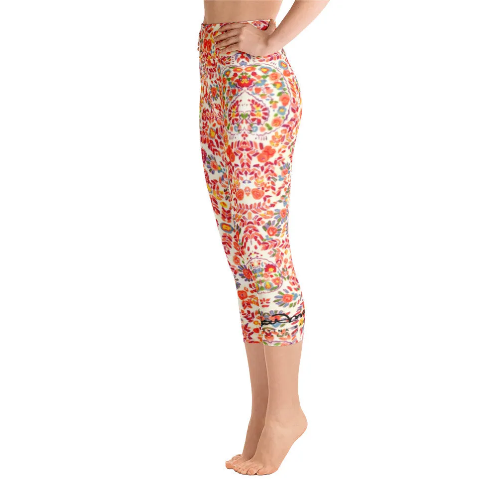 Retro Paisley Yoga Capri Leggings