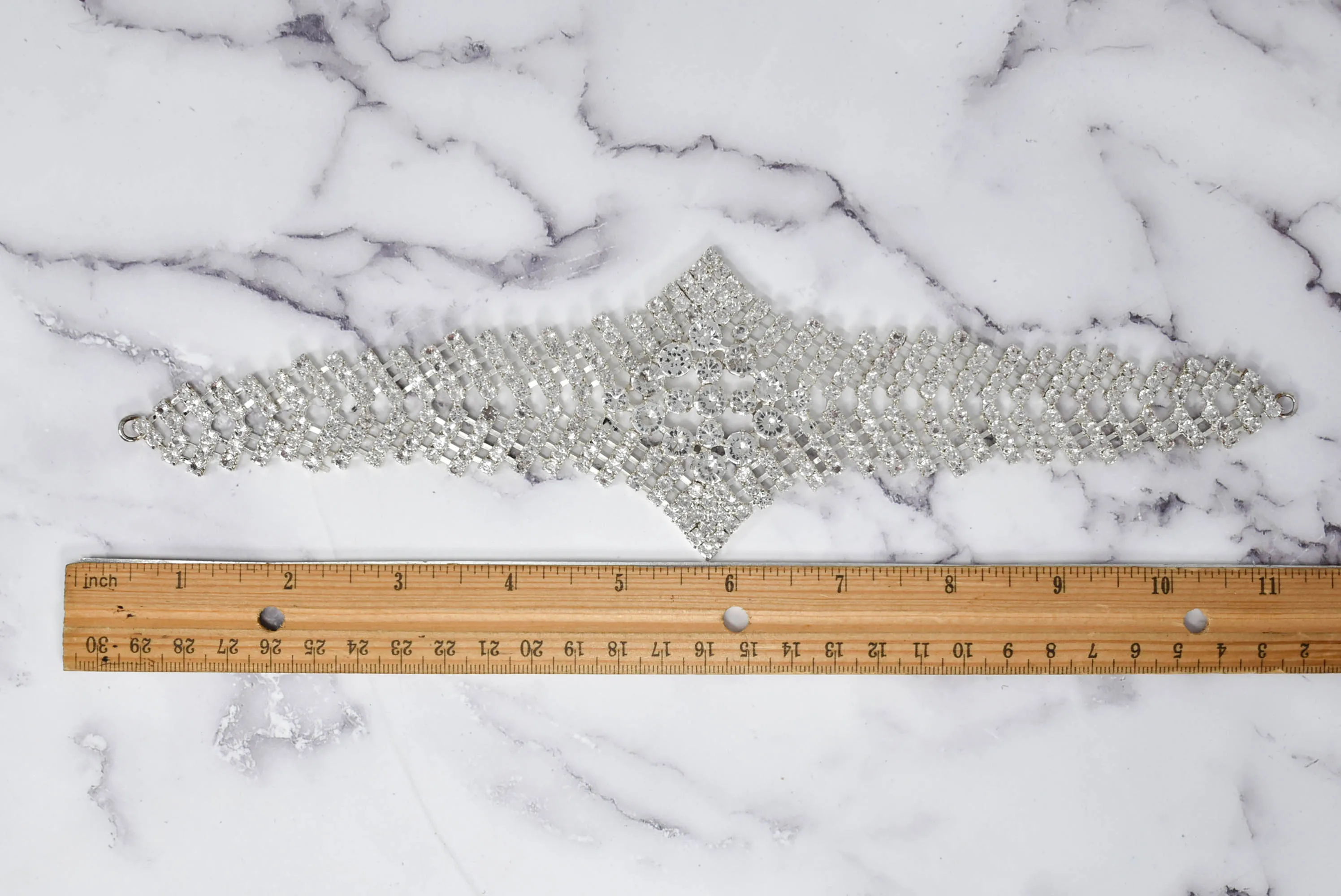 Rhinestone Filled Connector Applique 11"x 2 7/8" - 1 Piece