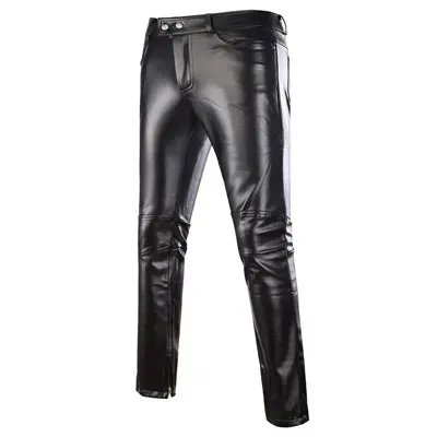 Styles Mens Skinny Shiny Gold Silver Black PU Leather Pants Motorcycle Men Nightclub Stage Pants for Singers Dancers Casual Trou