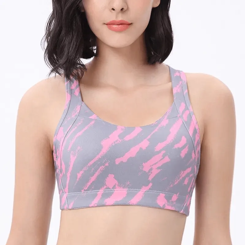 Stylish Elastic Sports Bra with Cross Back for Women - SF1610