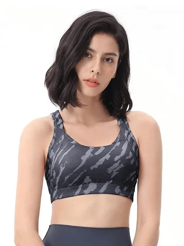 Stylish Elastic Sports Bra with Cross Back for Women - SF1610