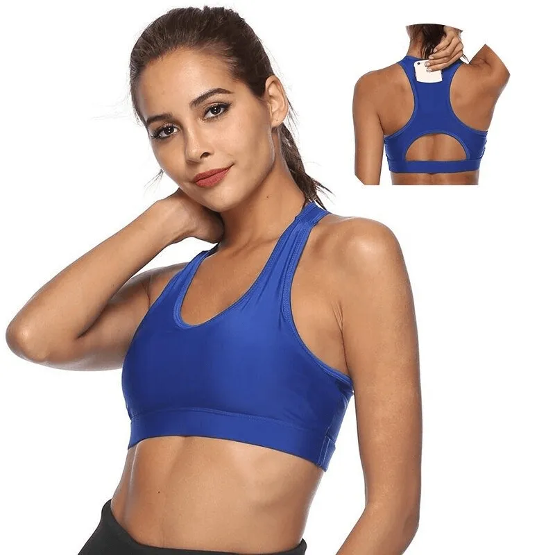 Stylish Elastic Women's Sports Bras With Pocket on the Back - SF0502