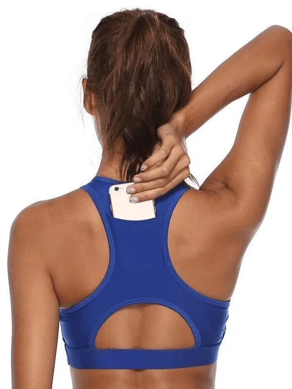 Stylish Elastic Women's Sports Bras With Pocket on the Back - SF0502