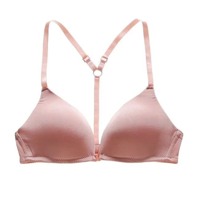 Summer Seamless Women Underwear Push Up Y-Line Straps Bra Female Wireless Bralette Sexy Front Clouse Bra Underwear