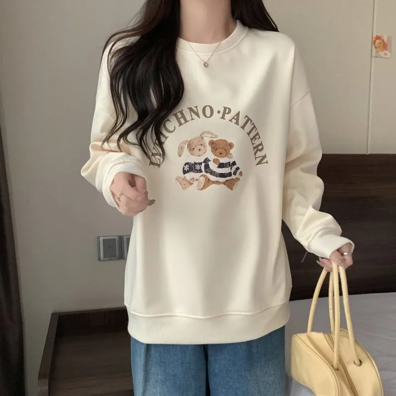 Thin Cartoon Plus Round Neck Loose Fit Sweatshirt