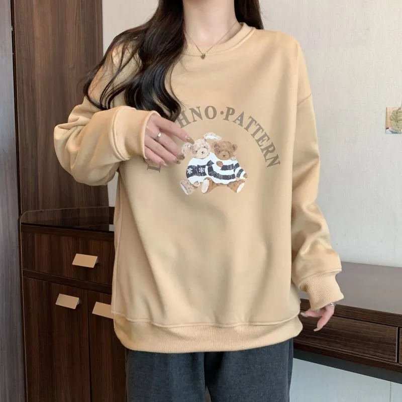 Thin Cartoon Plus Round Neck Loose Fit Sweatshirt