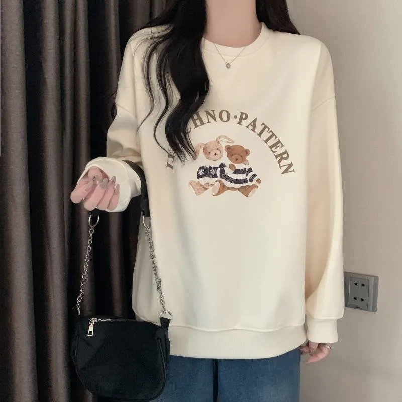 Thin Cartoon Plus Round Neck Loose Fit Sweatshirt