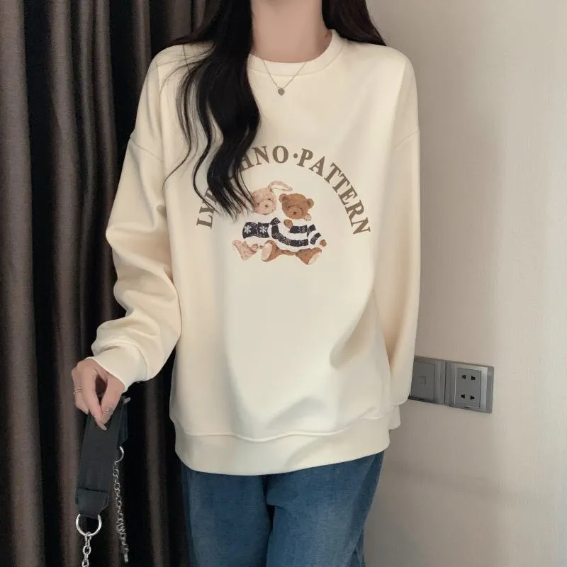 Thin Cartoon Plus Round Neck Loose Fit Sweatshirt