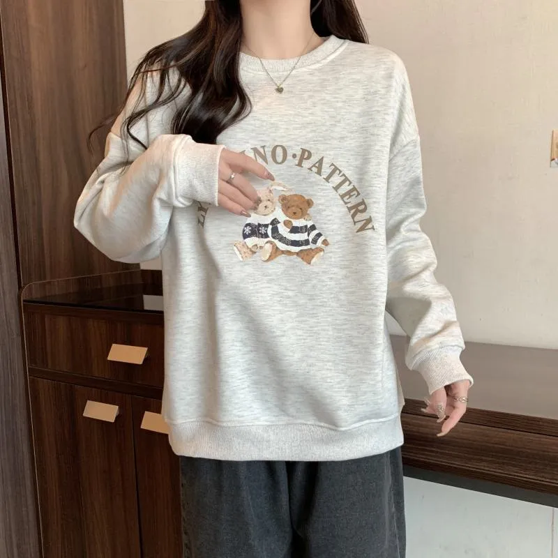 Thin Cartoon Plus Round Neck Loose Fit Sweatshirt