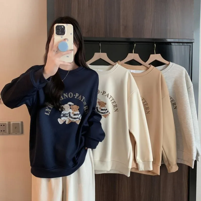 Thin Cartoon Plus Round Neck Loose Fit Sweatshirt