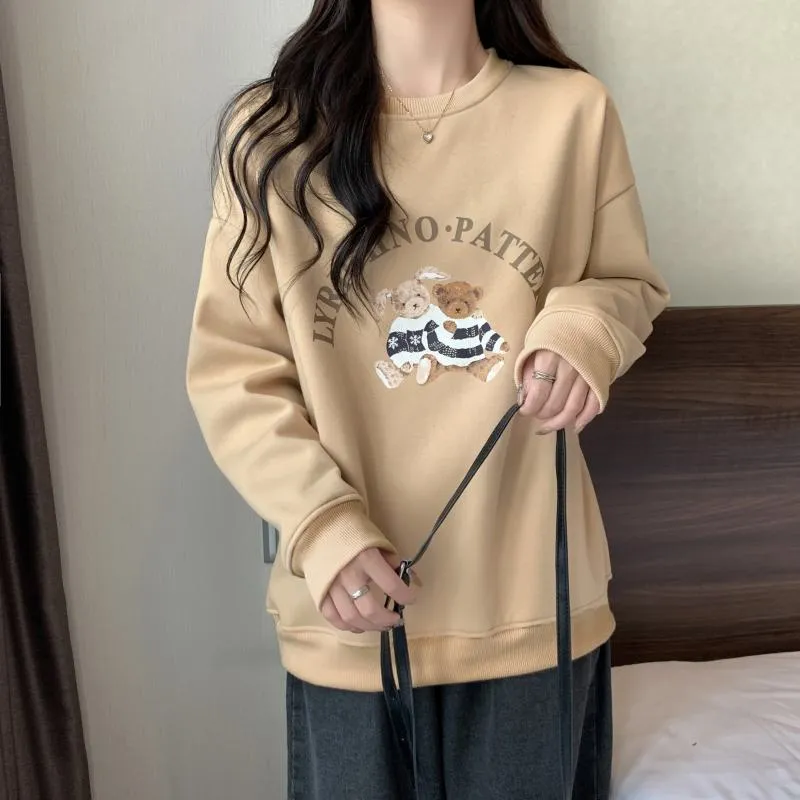 Thin Cartoon Plus Round Neck Loose Fit Sweatshirt