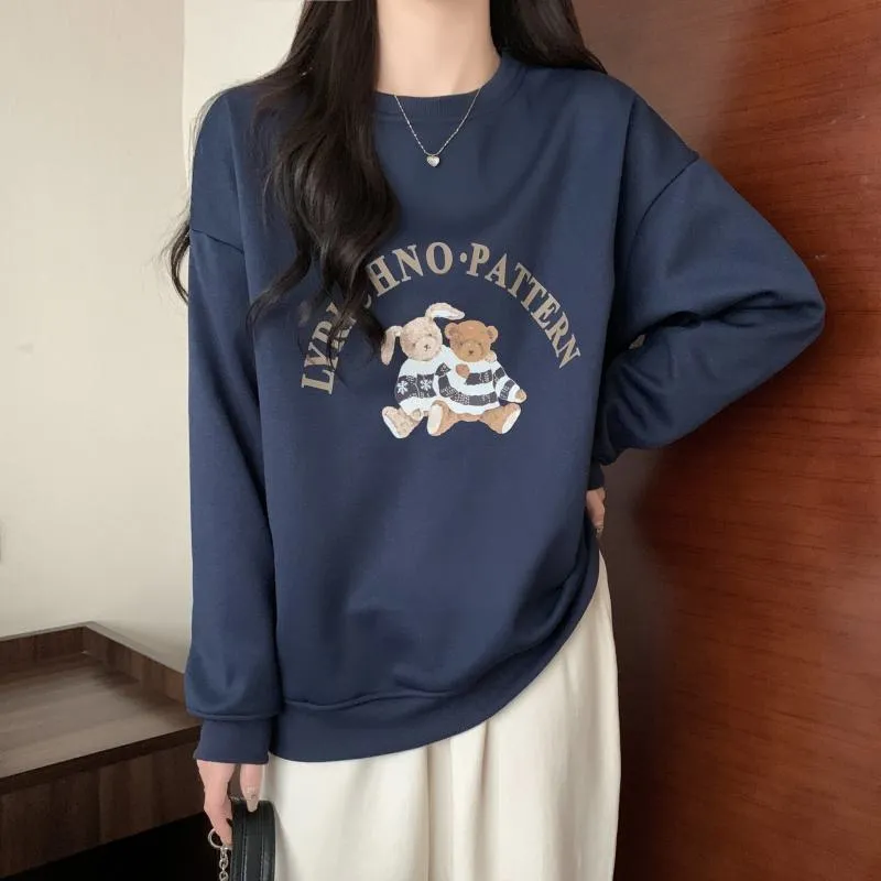 Thin Cartoon Plus Round Neck Loose Fit Sweatshirt