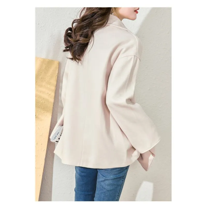 Tie-Up Wool Thigh-Length Loose Fit Wrap Coat