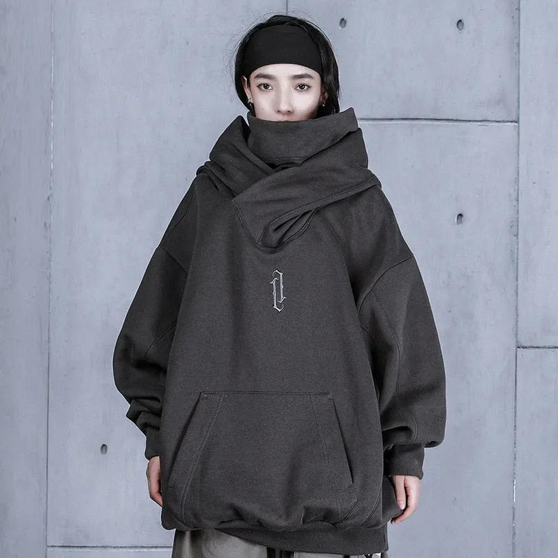 Turtleneck Hoodie Women Techwear Harajuku Hoodies Sweatshirts Hip Hop Streetwear Pullover Oversized Cotton