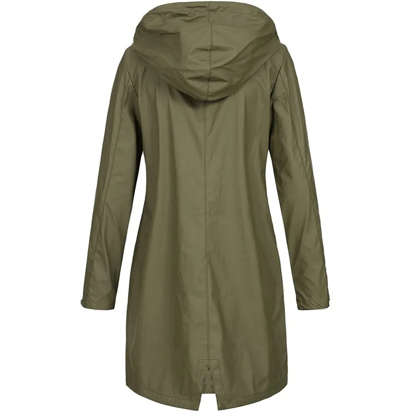 US SALE of Long Rain Jacket for Women / Hiking Outdoor Coat with Hood - SF0011