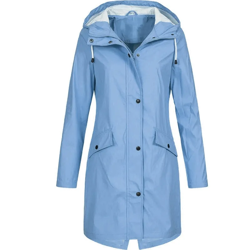 US SALE of Long Rain Jacket for Women / Hiking Outdoor Coat with Hood - SF0011