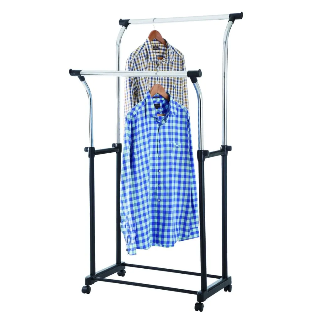 V-Part Clothing Rack Adjustable Height 4 Wheels Double