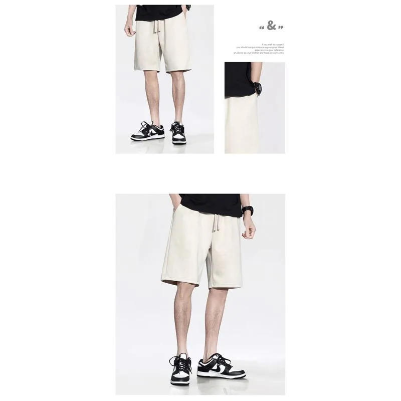 Versatile Suede-Like Drawstring Waist Trendy Solid Color Camel Velvet Shorts