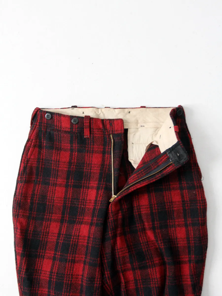 vintage 1930s plaid hunting pants, waist 32