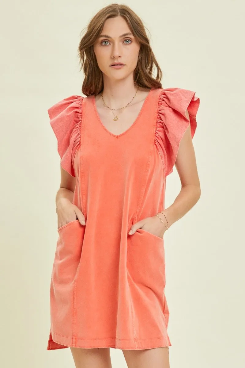 Wendy Mineral Washed Ruffle Detail Dress *FINAL SALE*