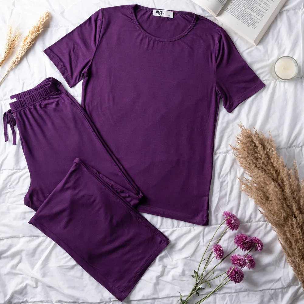 Women summer pajama set Purple shirt   Pants