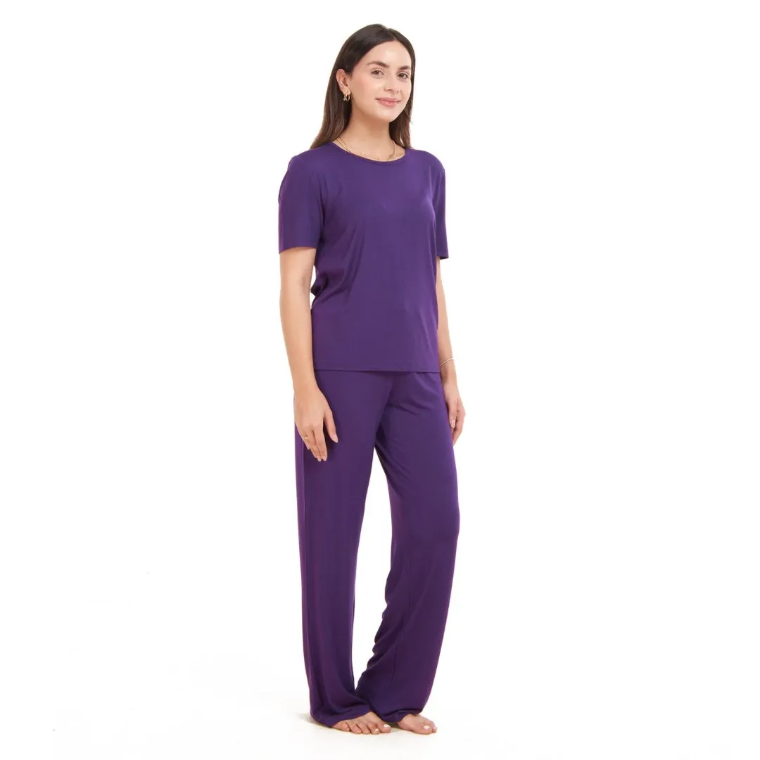 Women summer pajama set Purple shirt   Pants