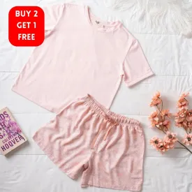 Women summer pajama set Rose Tee   Dahlia floral shorts